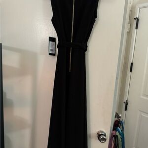 Andrew Marc- Black, Formal, Below the Knee Dress w/ Gold Accents & Belt-NWT-6